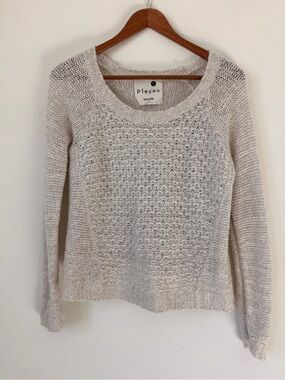 Kensie Cream Textured Crewneck Sweater